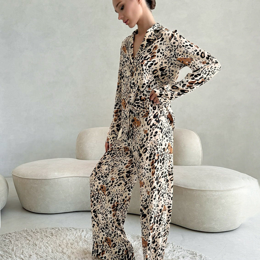 Leopard Print Floral Pajamas
