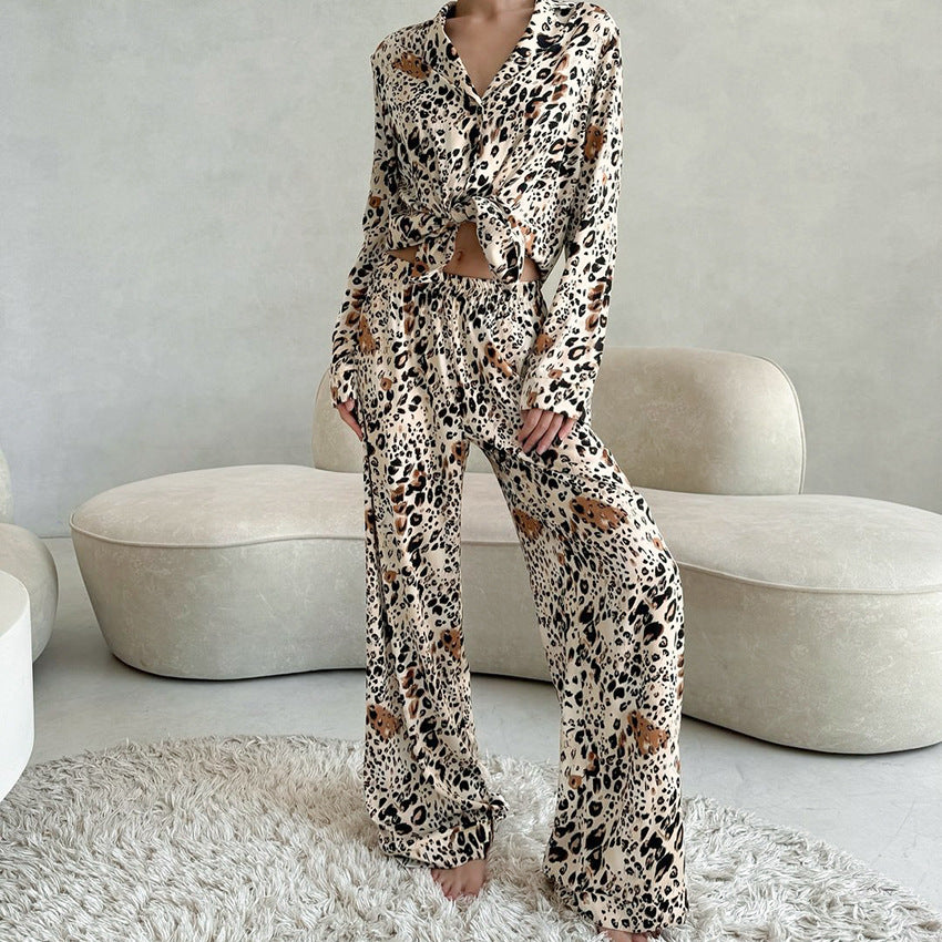 Leopard Print Floral Pajamas