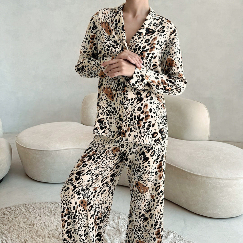 Leopard Print Floral Pajamas